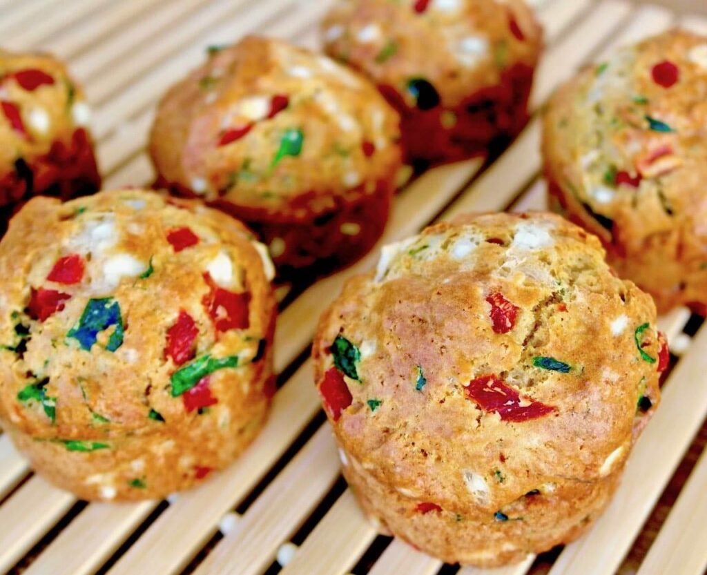Feta sajtos-spenótos-paprikás muffin